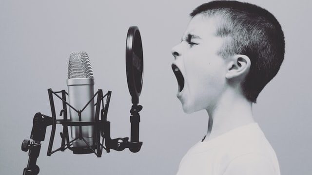 男の子が歌っている